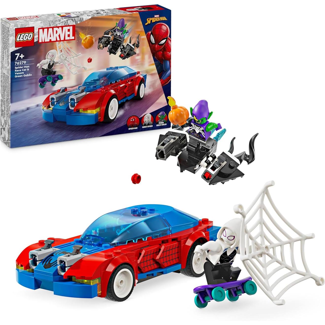 La voiture de course de Spider-Man contre le bouffon vert venomisé 76279 multicolore
