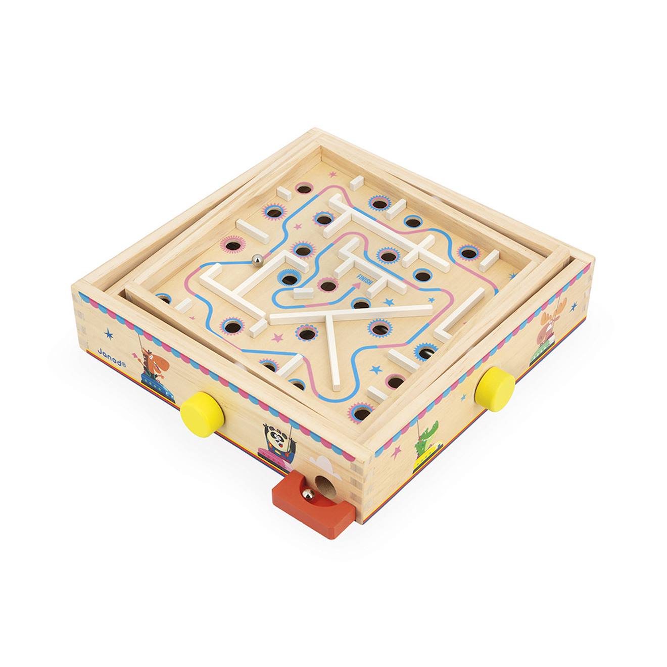 Labyrinthe à bille en bois FSC - applepop multicolore