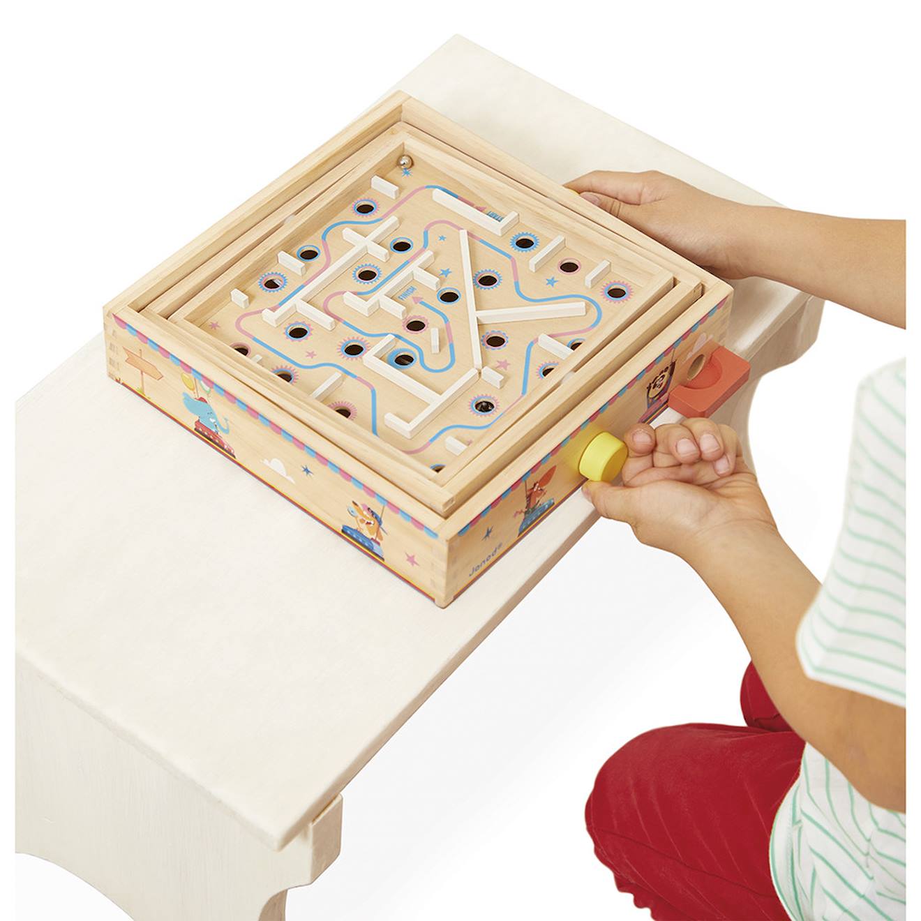 Labyrinthe à bille en bois FSC - applepop multicolore