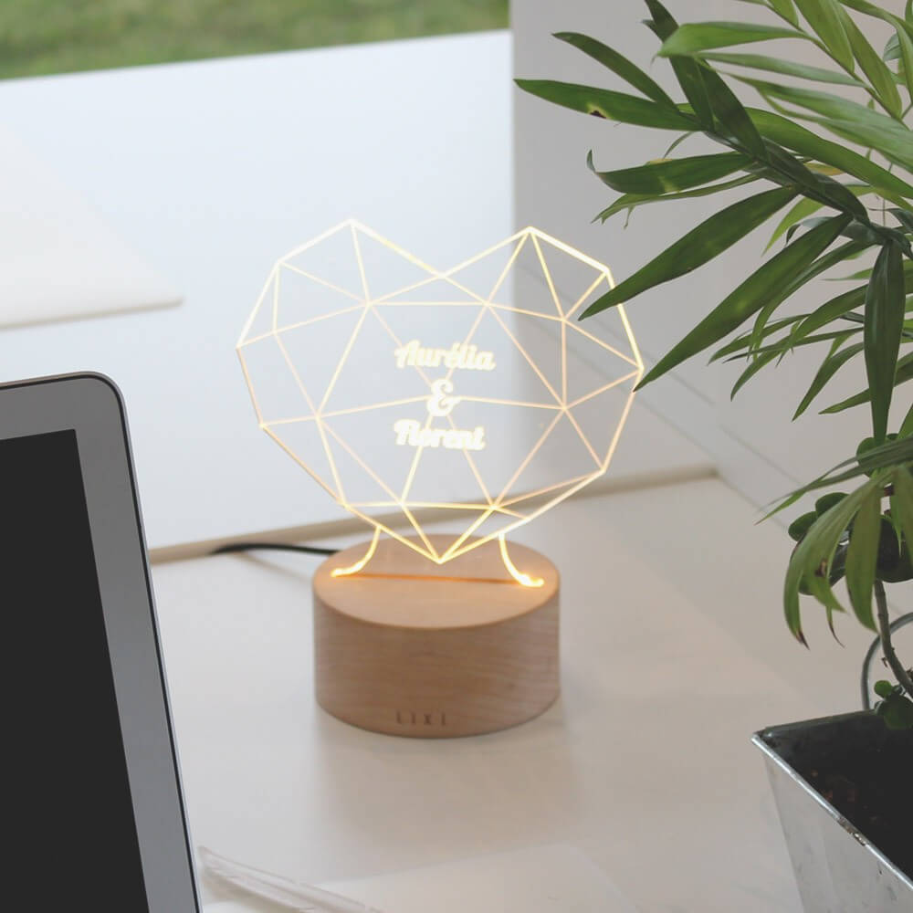 Lampe Lixi Coeur 3D À Personnaliser - Lampe Personnalisée Lixi