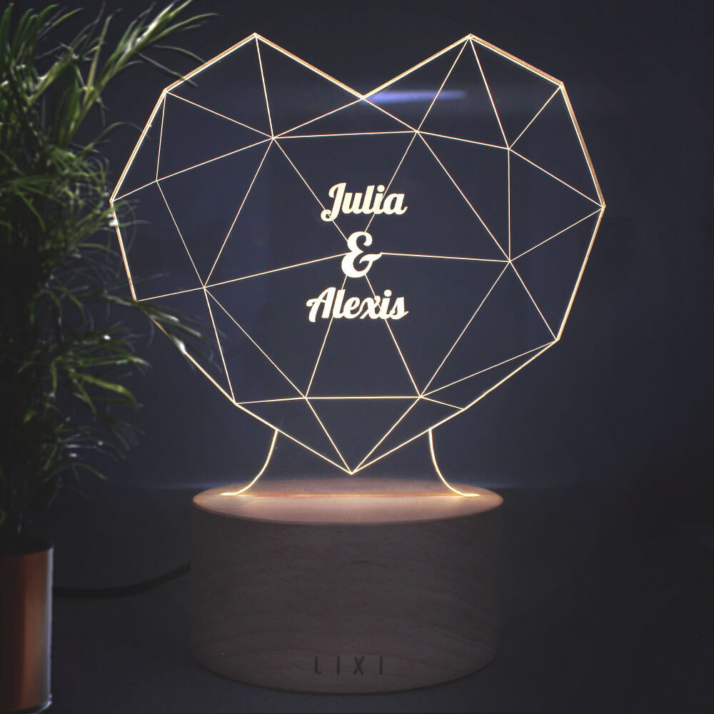 Lampe Lixi Coeur 3D À Personnaliser - Lampe Personnalisée