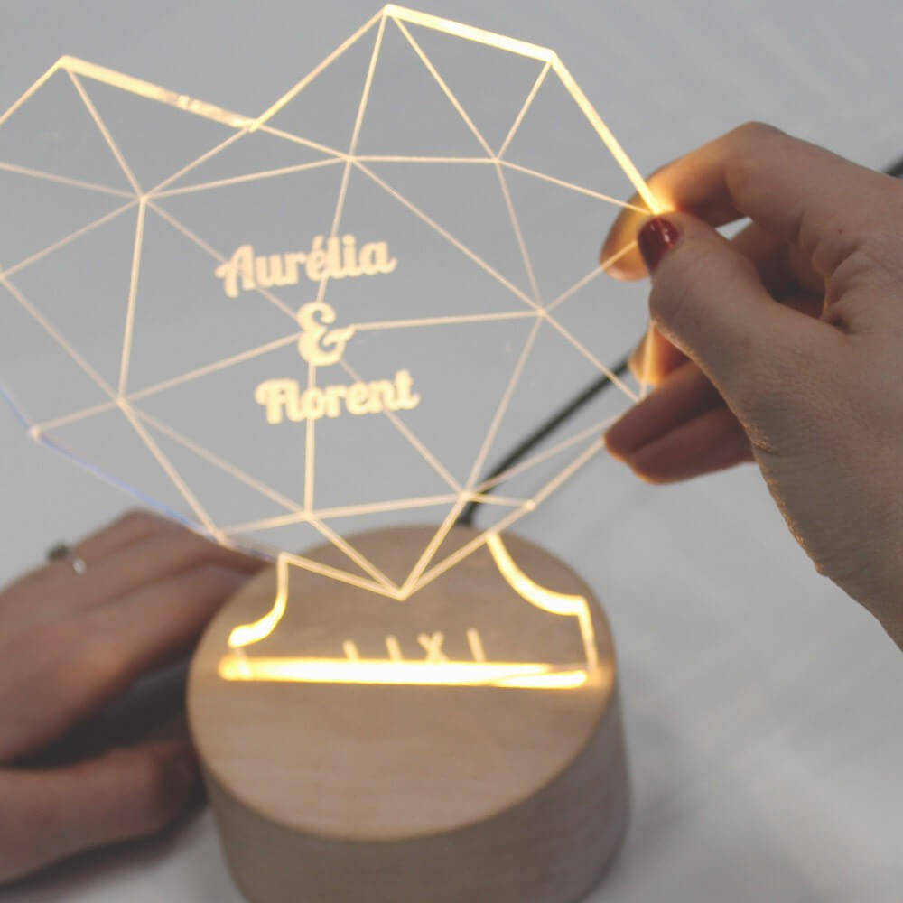 Lampe Lixi Coeur 3D À Personnaliser - Lampe Personnalisée Lixi