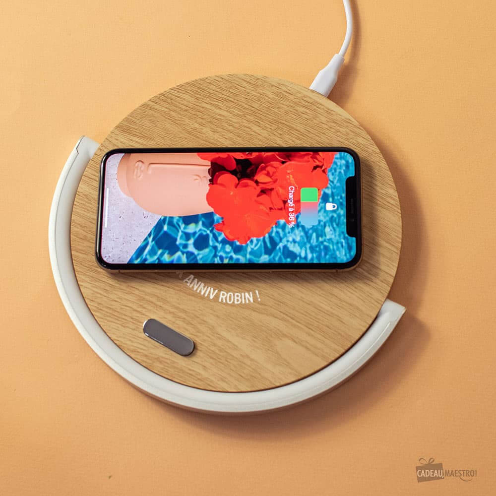 Lampe de Chevet Tactile Avec Station de Chargement à Personnaliser - Lampe Personnalisée