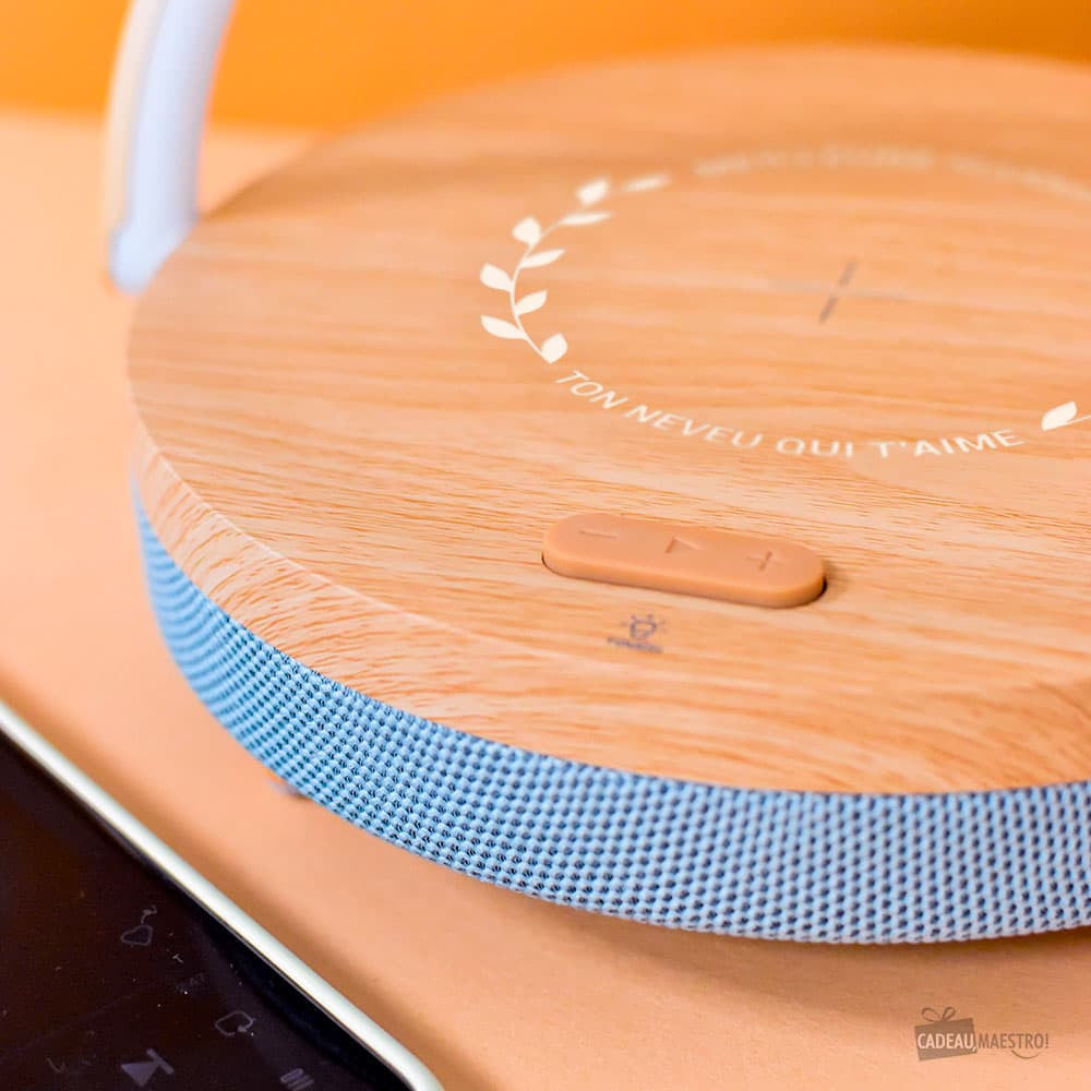Lampe de Chevet Tactile Enceinte LED avec Chargeur à Induction Meilleur(e) à Personnaliser - Enceinte Personnalisée