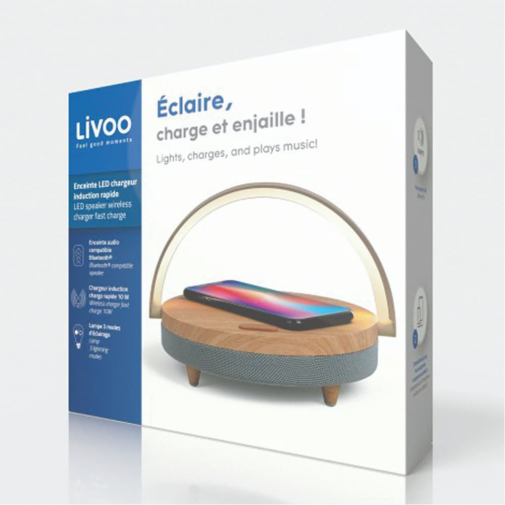 Lampe de Chevet Tactile Enceinte LED avec Chargeur à Induction - Enceinte Originale