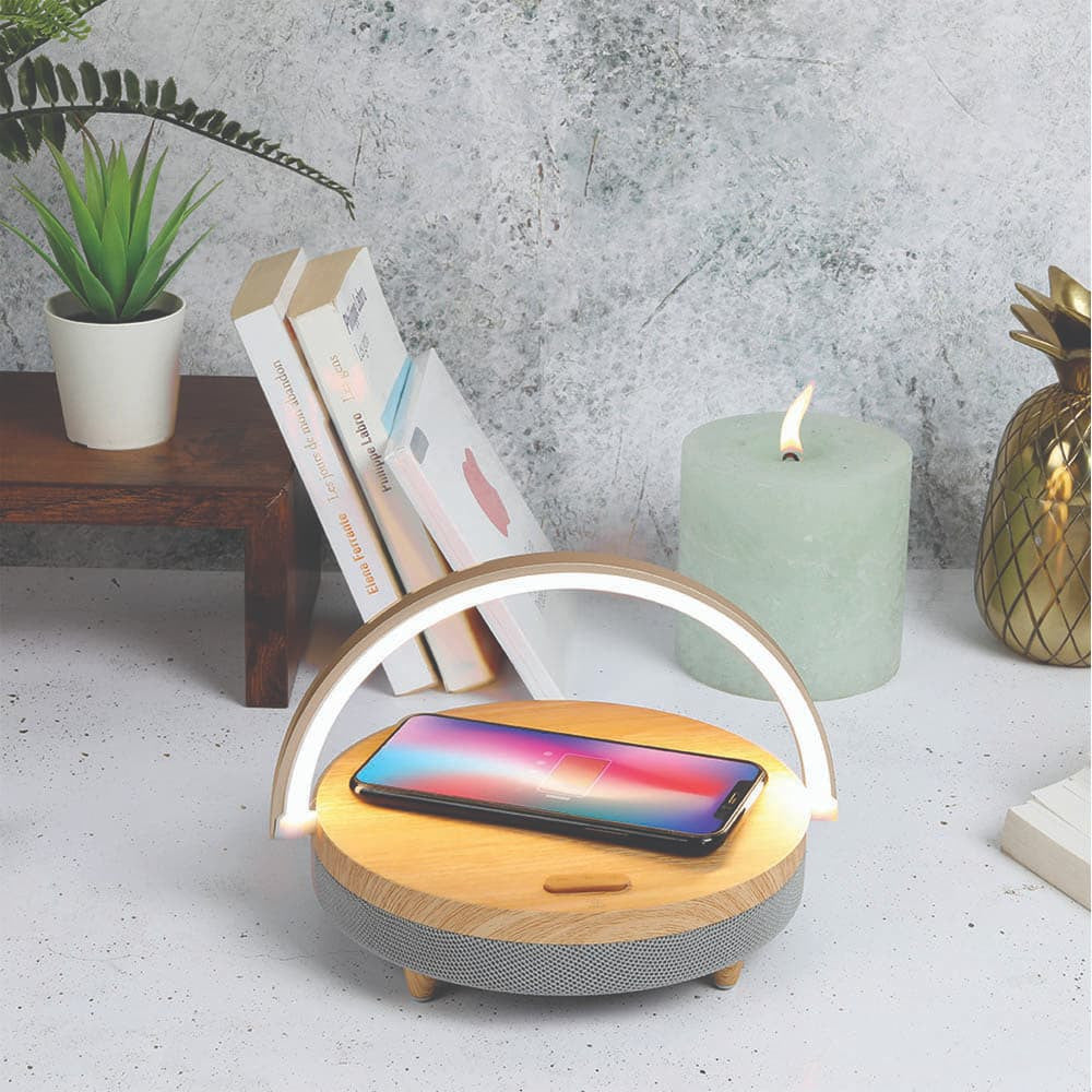 Lampe de Chevet Tactile Enceinte LED avec Chargeur à Induction - Enceinte Originale