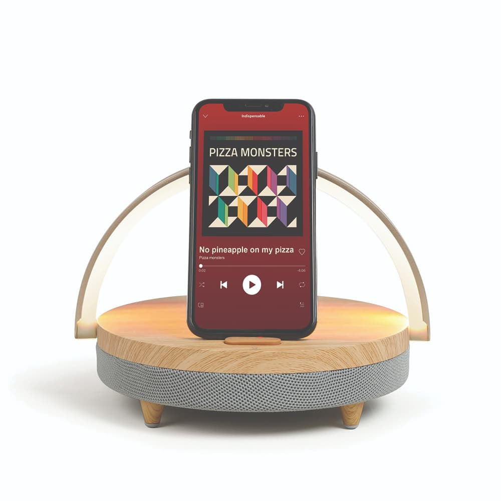 Lampe de Chevet Tactile Enceinte LED avec Chargeur à Induction - Enceinte Originale