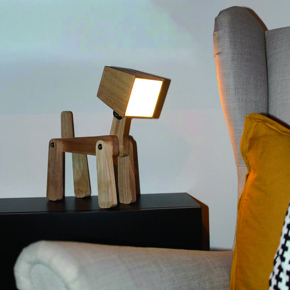 Lampe Chien en Bois Sans Fil - Lampe Originale