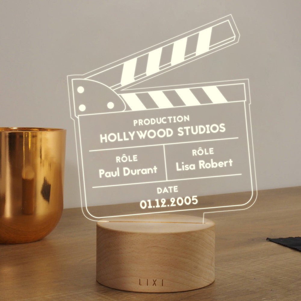 Lampe Lixi Clap de Cinéma à Personnaliser - Lampe Personnalisée