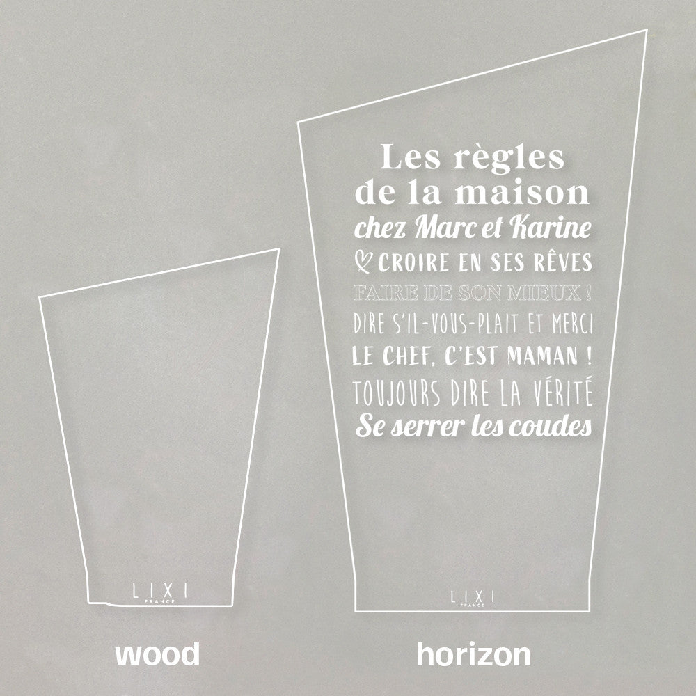Lampe Lixi Horizon Règles de la maison à Personnaliser - Lampe Personnalisée