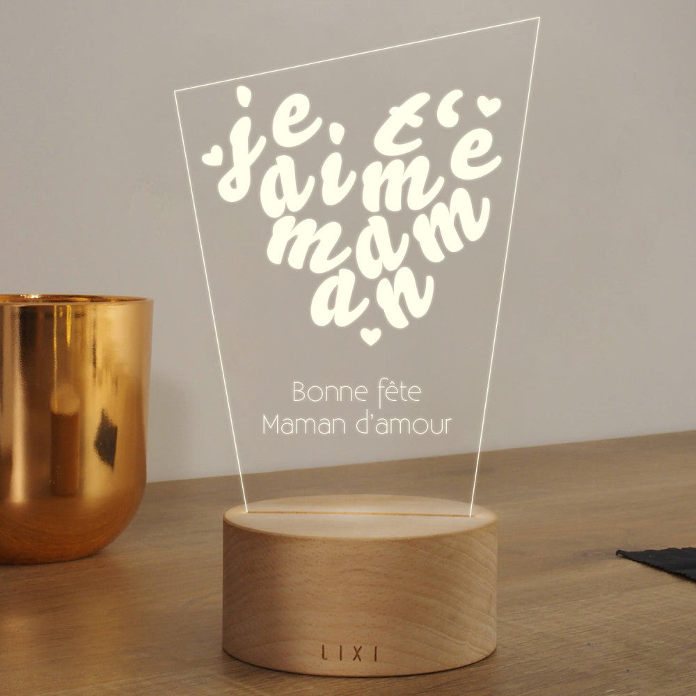 Lampe Lixi Je t'aime Maman à Personnaliser - Lampe Personnalisée
