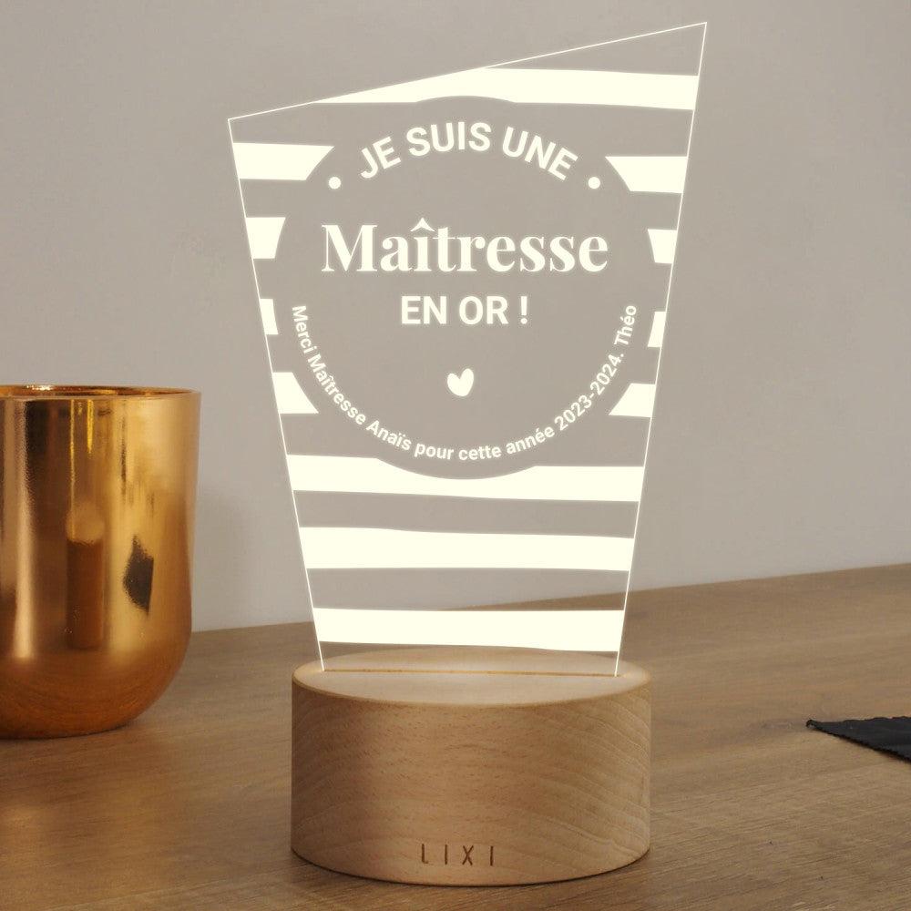 Lampe Lixi Maître.sse en Or à Personnaliser - Lampe Personnalisée