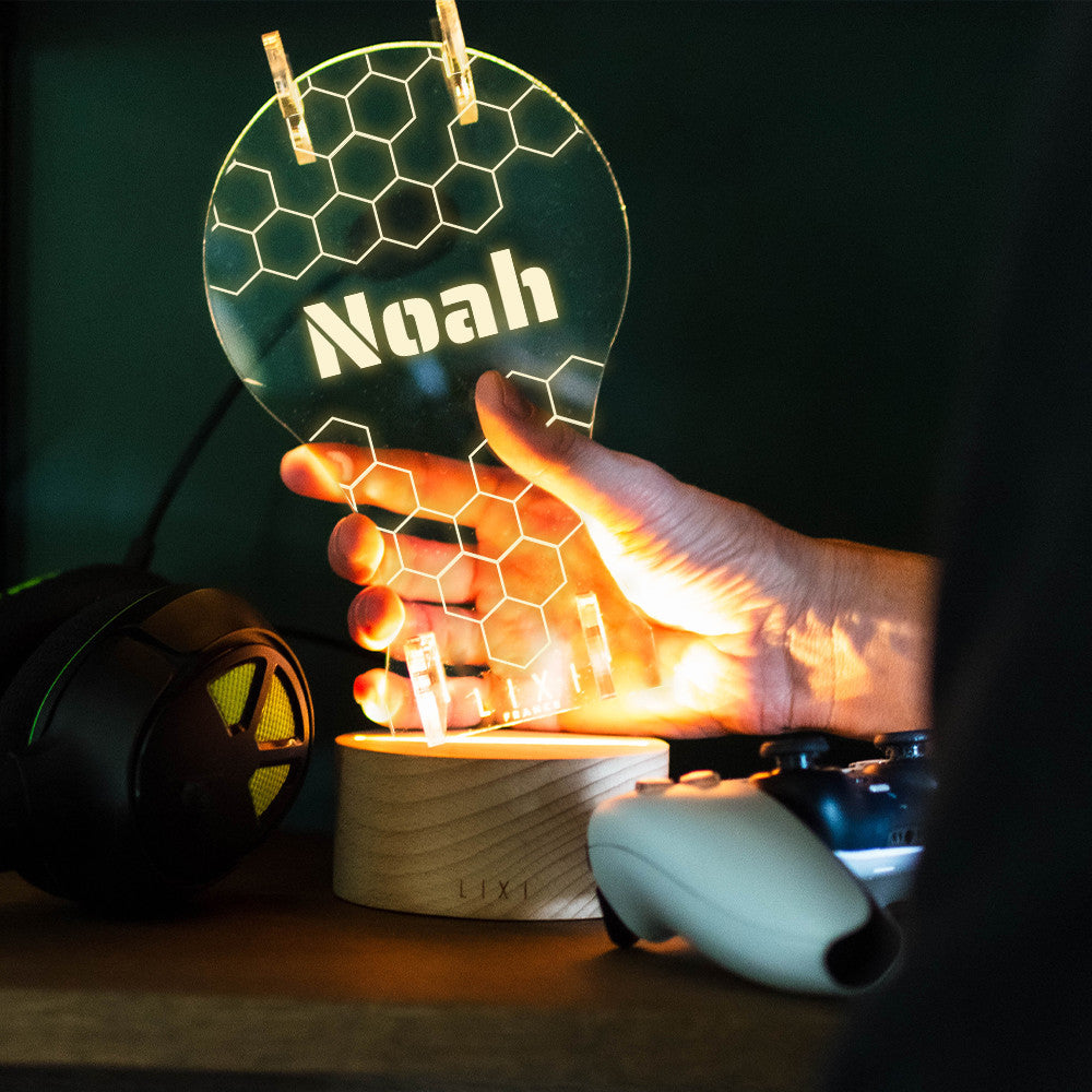 Lampe Lixi Support Manette et Casque Prénom à Personnaliser - Lampe Personnalisée