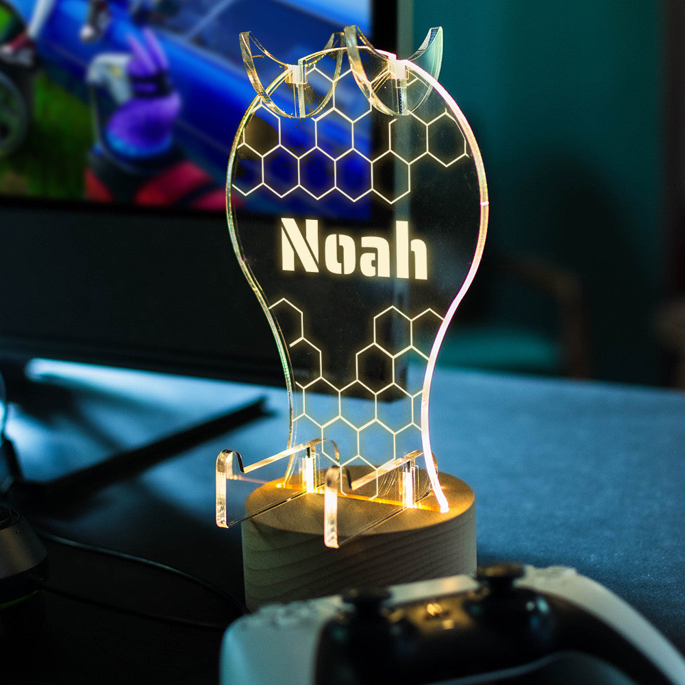 Lampe Lixi Support Manette et Casque Prénom à Personnaliser - Lampe Personnalisée
