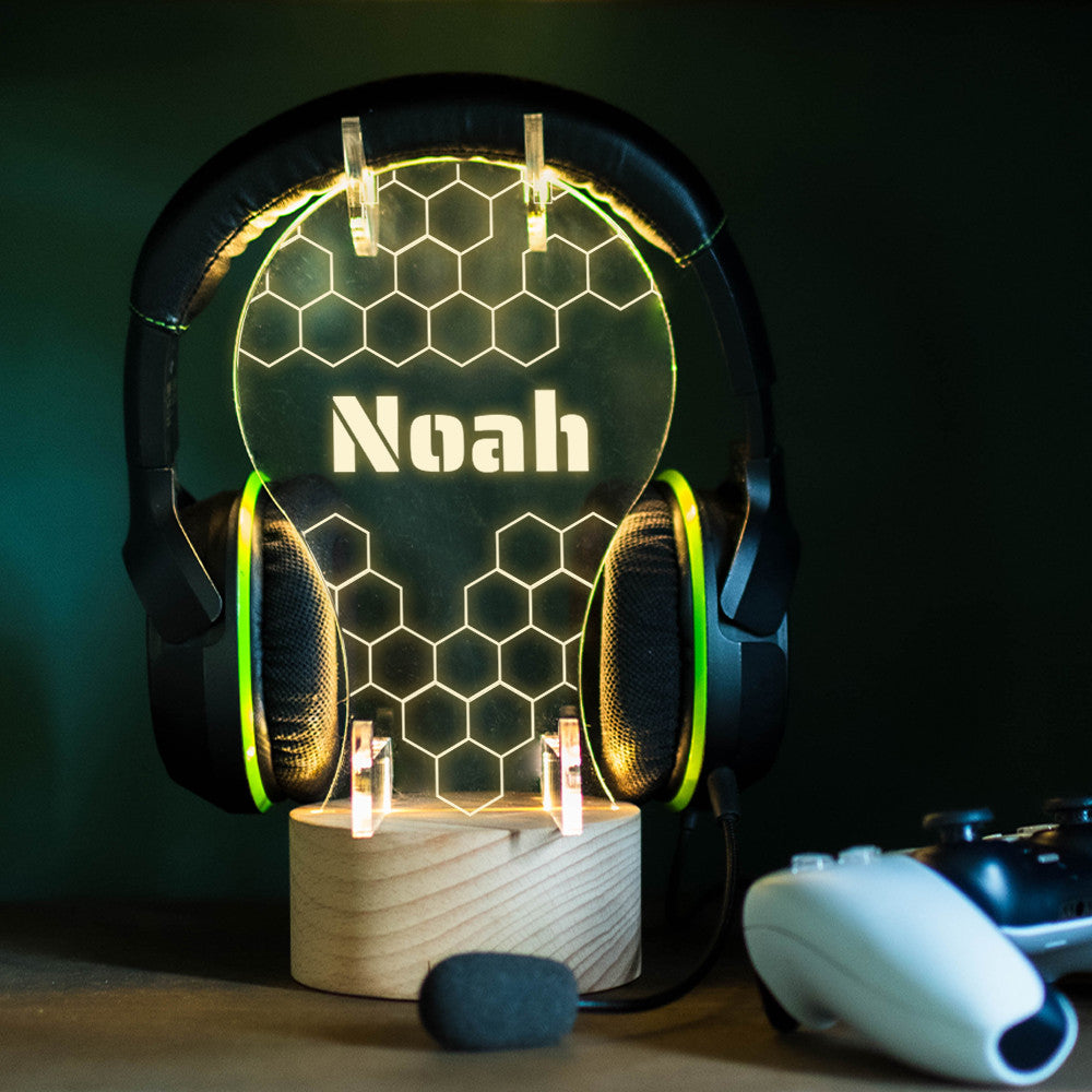 Lampe Lixi Support Manette et Casque Prénom à Personnaliser - Lampe Personnalisée