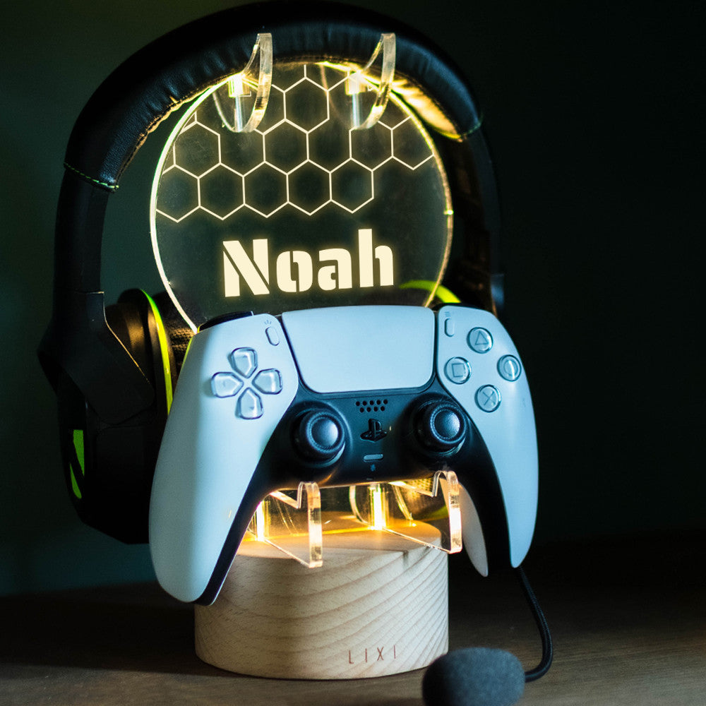 Lampe Lixi Support Manette et Casque Prénom à Personnaliser - Lampe Personnalisée