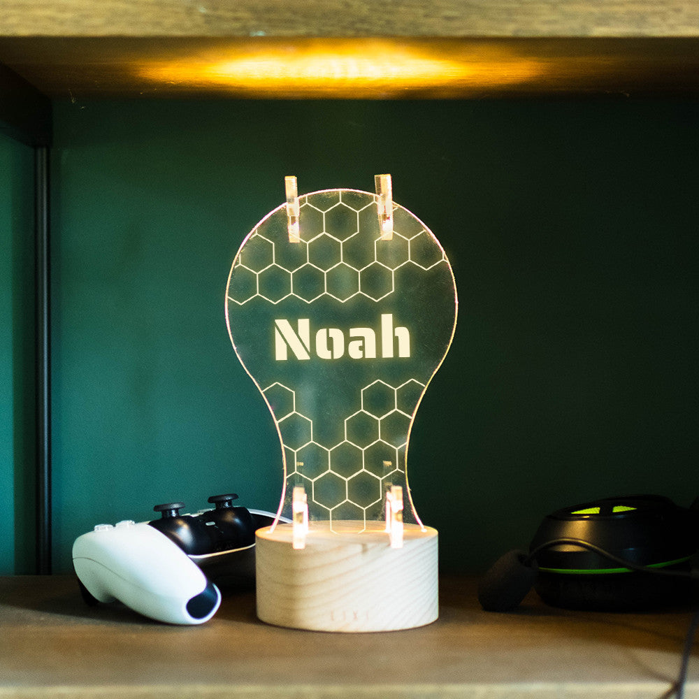Lampe Lixi Support Manette et Casque Prénom à Personnaliser - Lampe Personnalisée