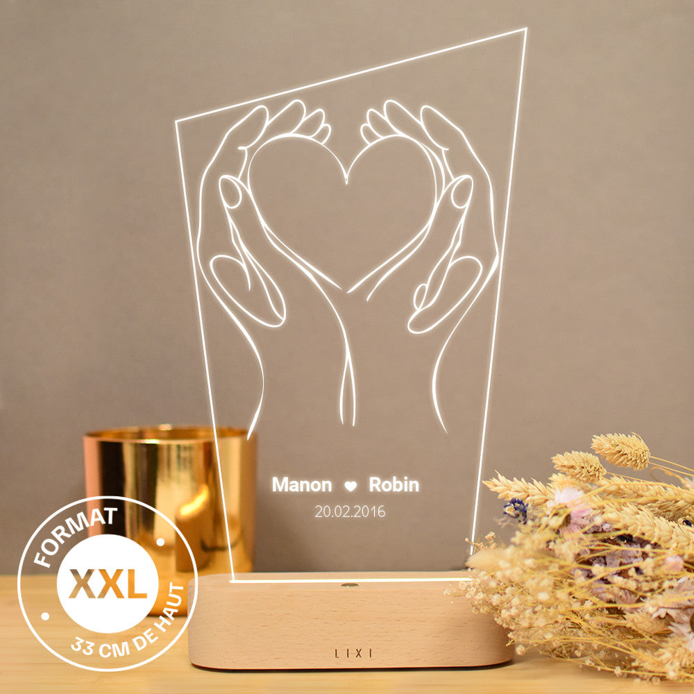 Lampe Lixi XL Coeur Couple à Personnaliser - Lampe Personnalisée
