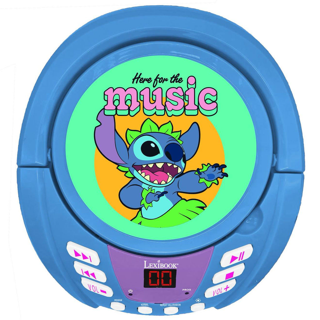 Lecteur CD Bluetooth Stitch - portable, effets lumineux, pile ou secteur, prise micro multicolore