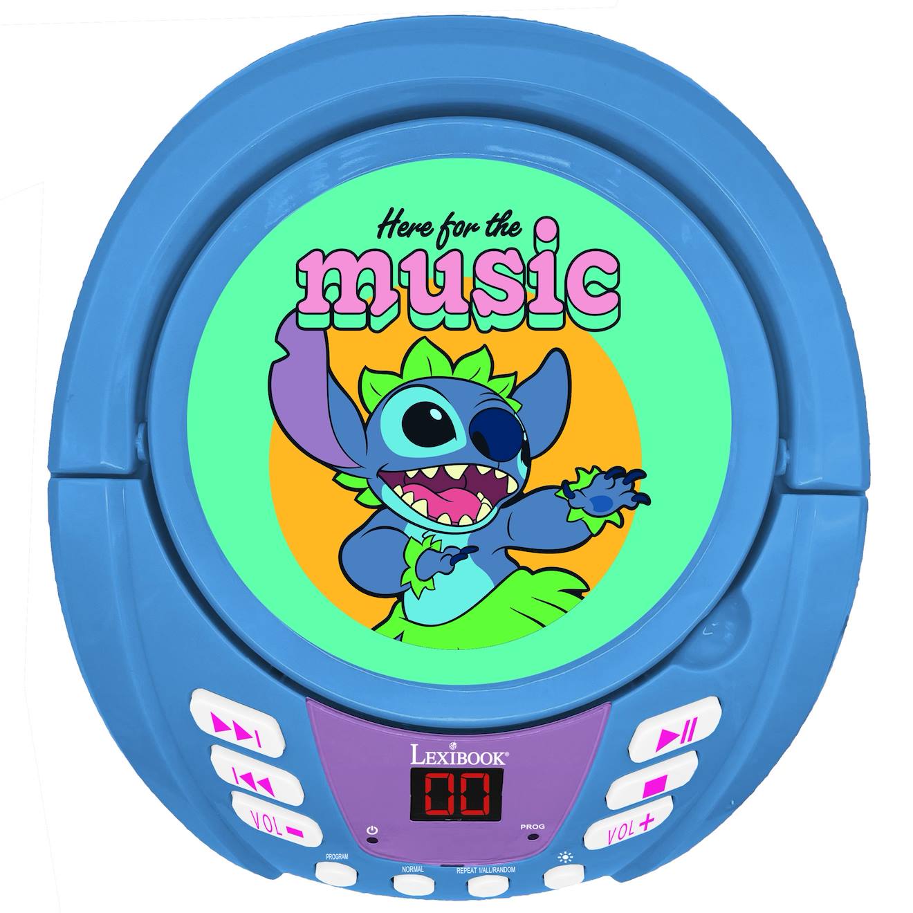Lecteur CD Bluetooth Stitch - portable, effets lumineux, pile ou secteur, prise micro multicolore