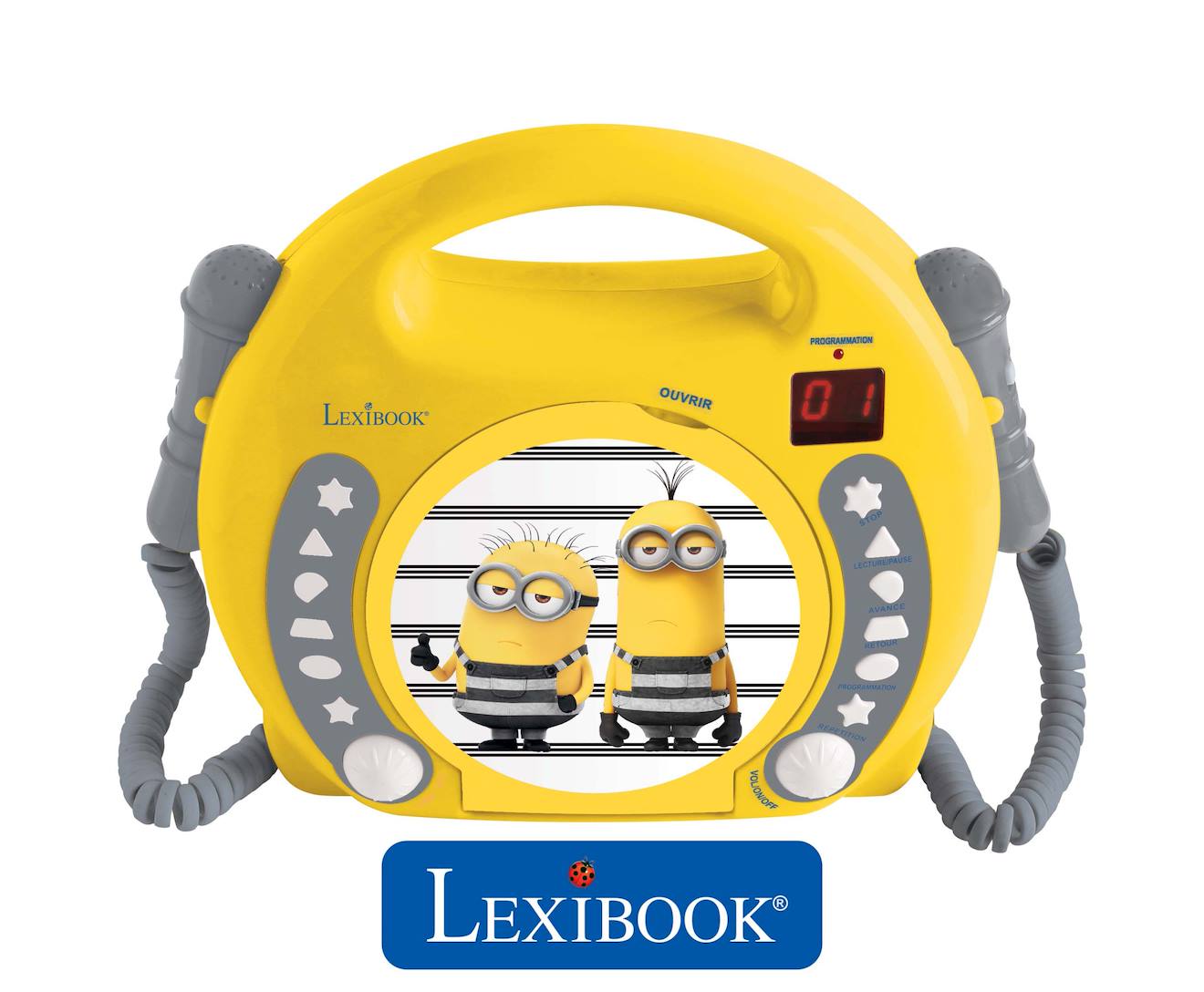 Lecteur CD portable avec 2 microphones Les Minions multicolore