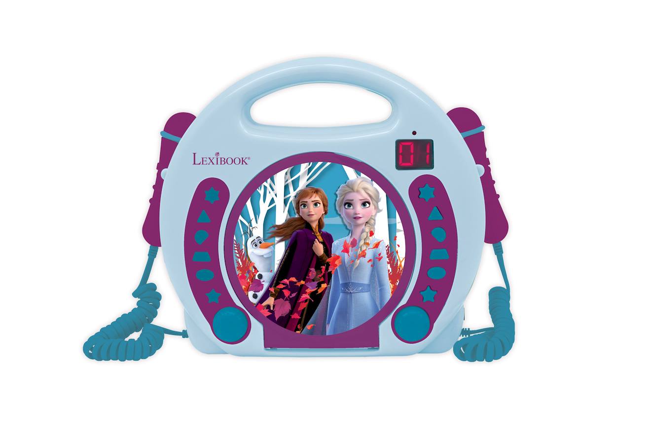 Lecteur CD portable avec 2 microphones Reine des Neiges multicolore