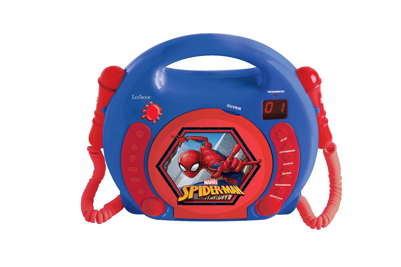 Lecteur CD portable avec 2 microphones Spiderman multicolore