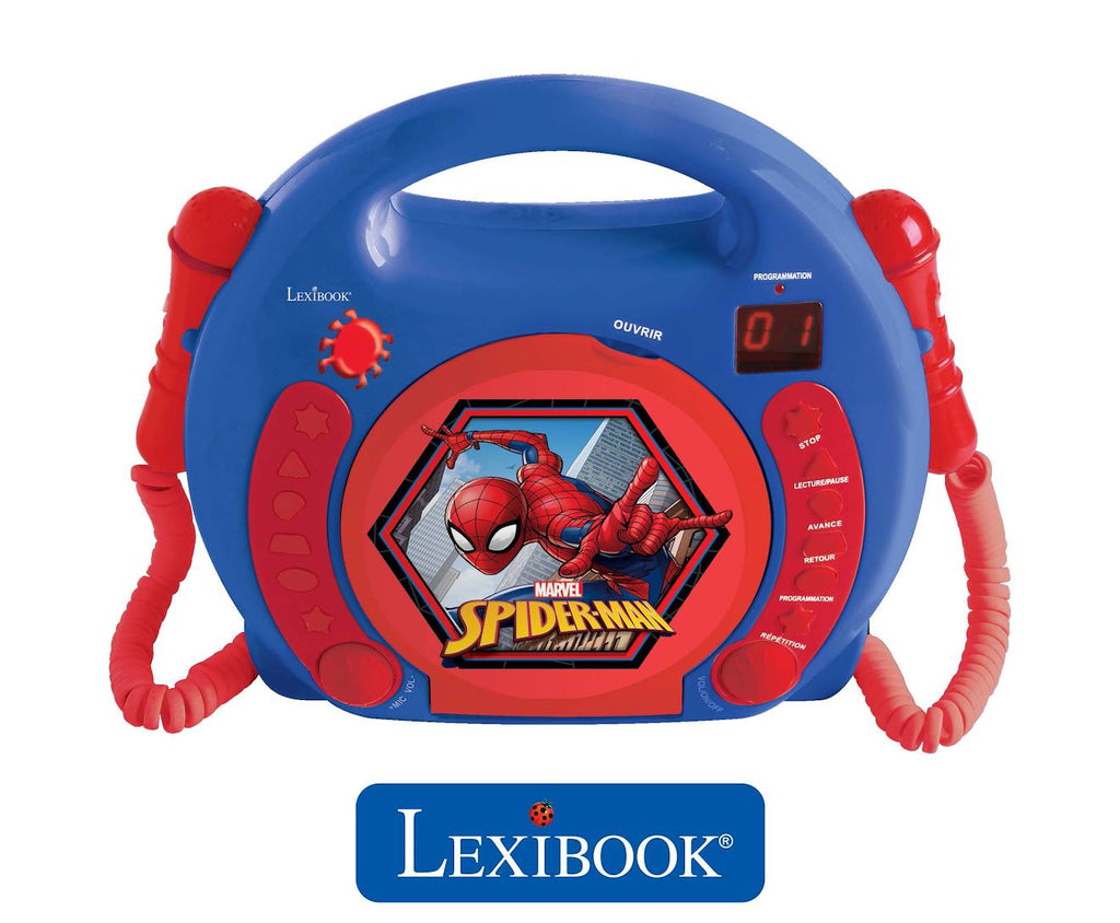 Lecteur CD portable avec 2 microphones Spiderman multicolore