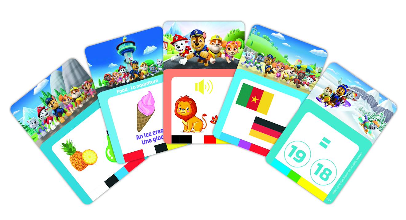 Lecteur de cartes interactif parlant bilingue quizz hit pat patrouille anglais et français multicolore