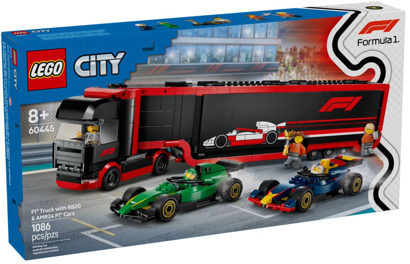 LEGO city - camion de f1 avec voitures de f1 rb20 et amr24 - 60445 multicolore