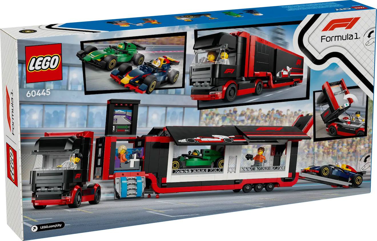 LEGO city - camion de f1 avec voitures de f1 rb20 et amr24 - 60445 multicolore