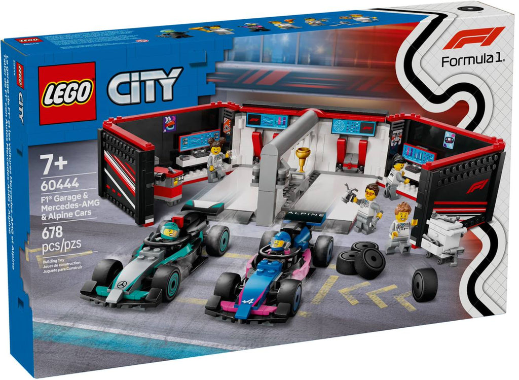 LEGO city - garage de f1 et voitures mercedes-amg et alpine - 60444 multicolore