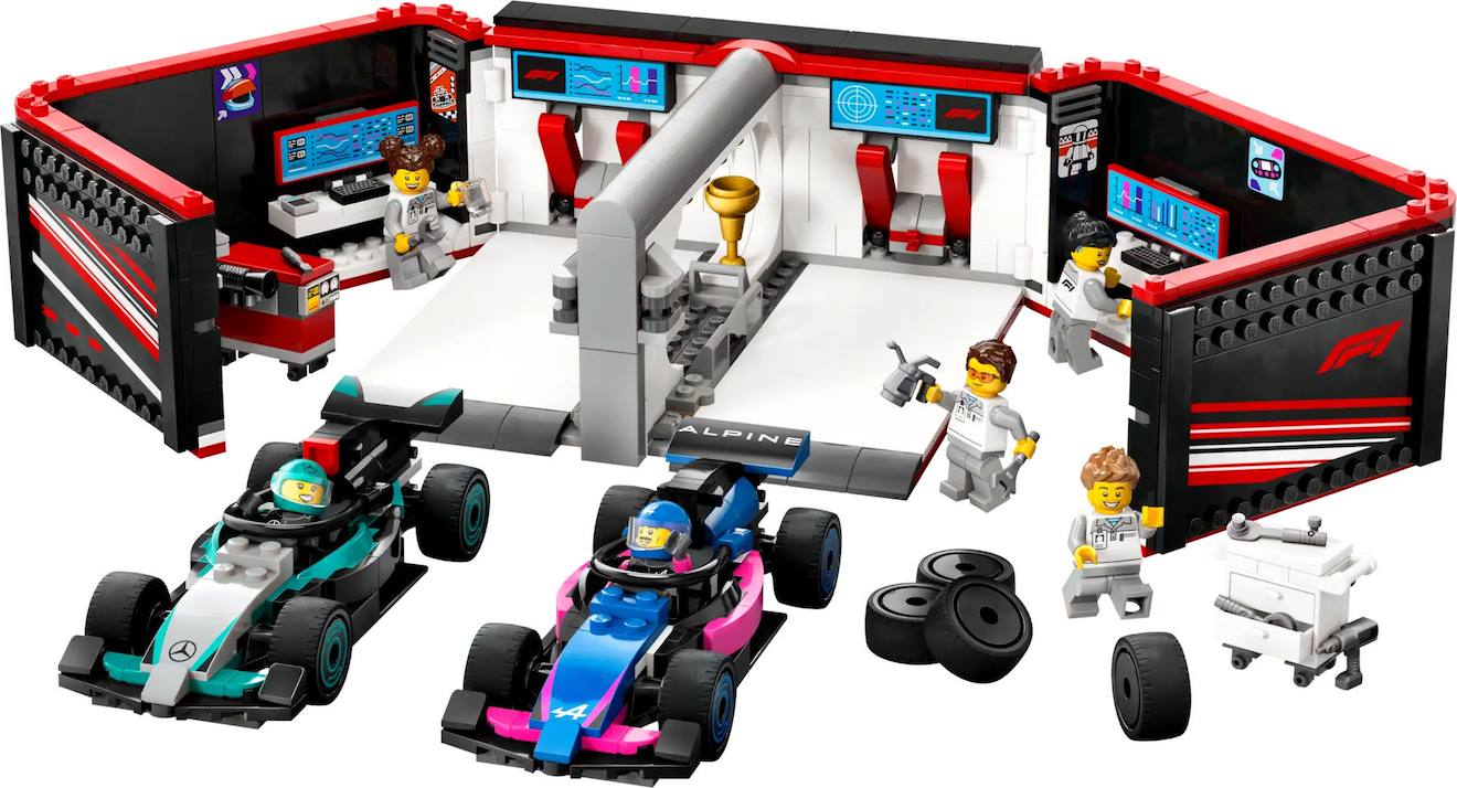 LEGO city - garage de f1 et voitures mercedes-amg et alpine - 60444 multicolore