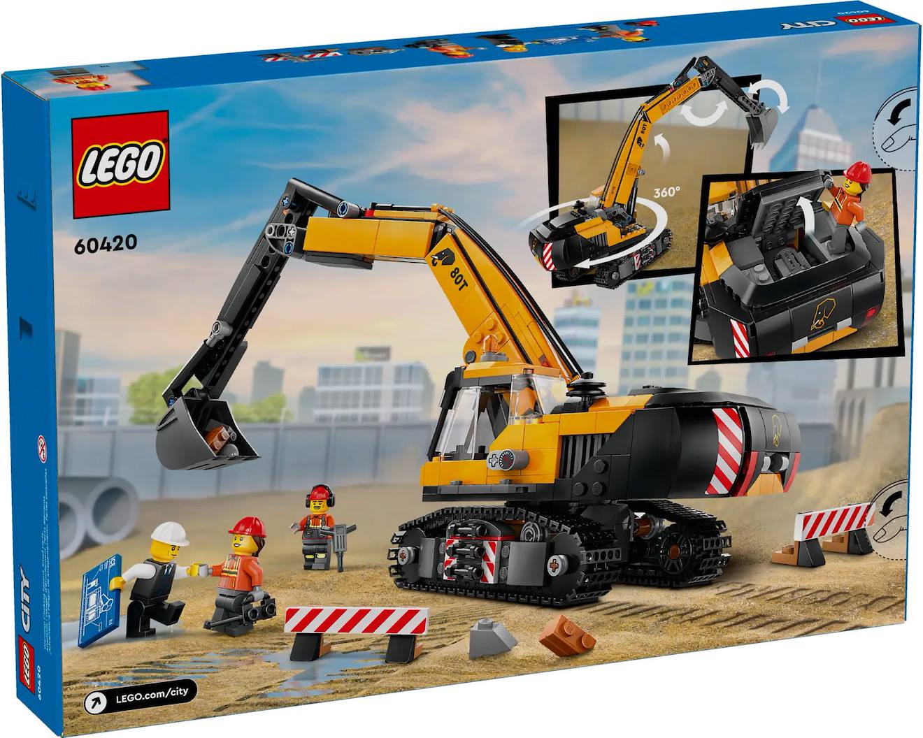 LEGO city - la pelleteuse de chantier jaune - 60420 multicolore