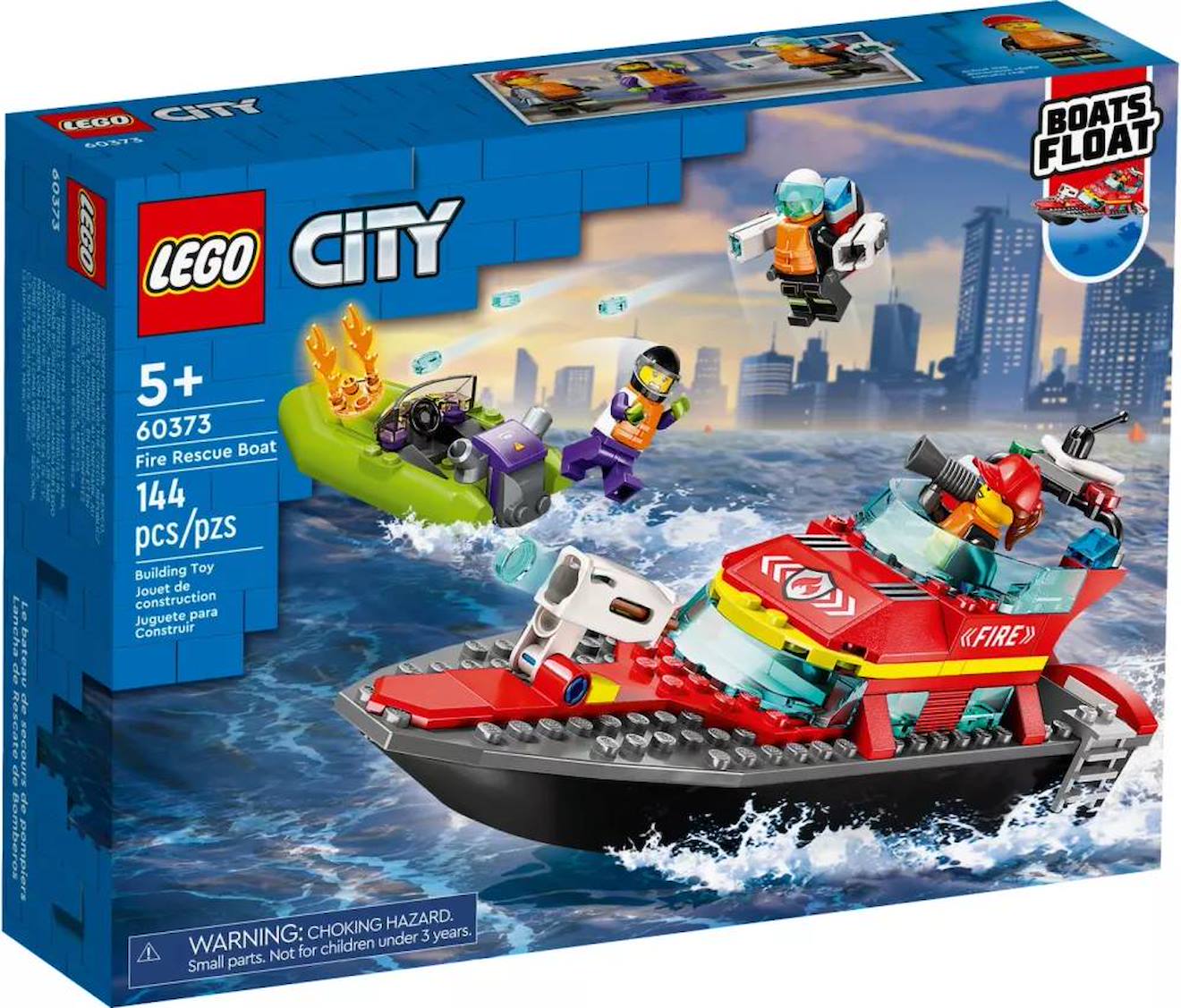 LEGO city - le bateau de sauvetage des pompiers - 60373 multicolore