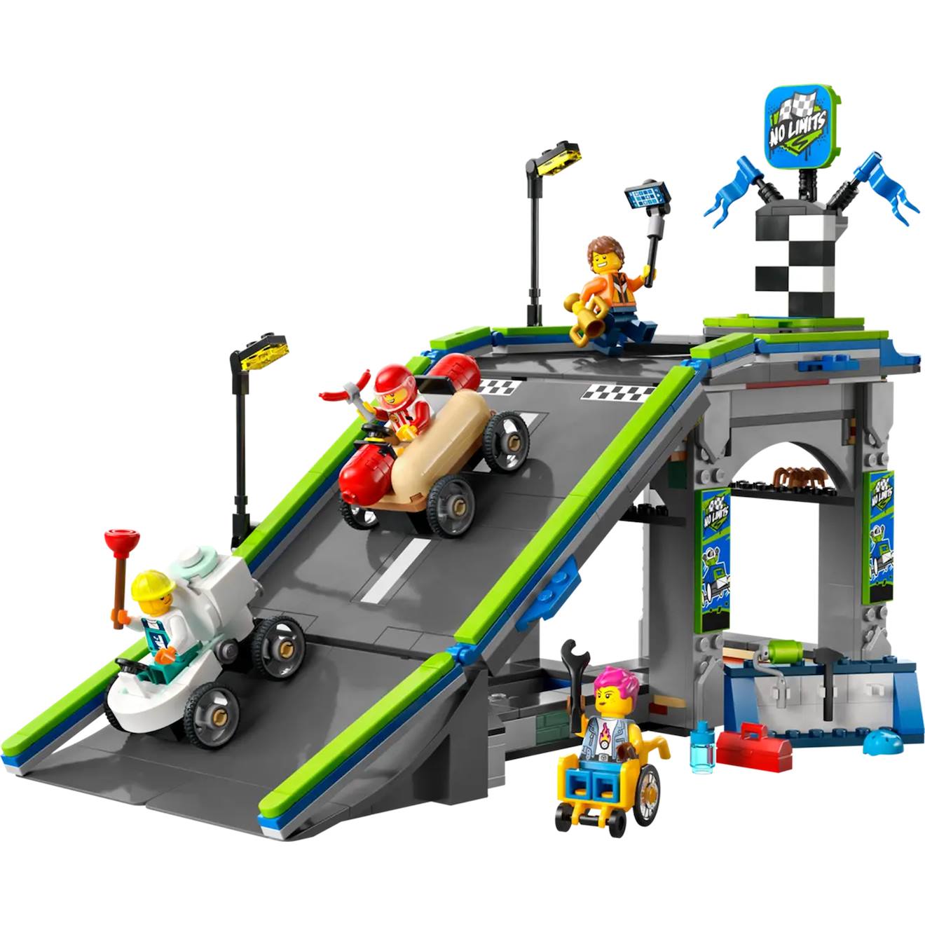 LEGO city - zéro limite : rampe pour bolides de course - 60460 multicolore