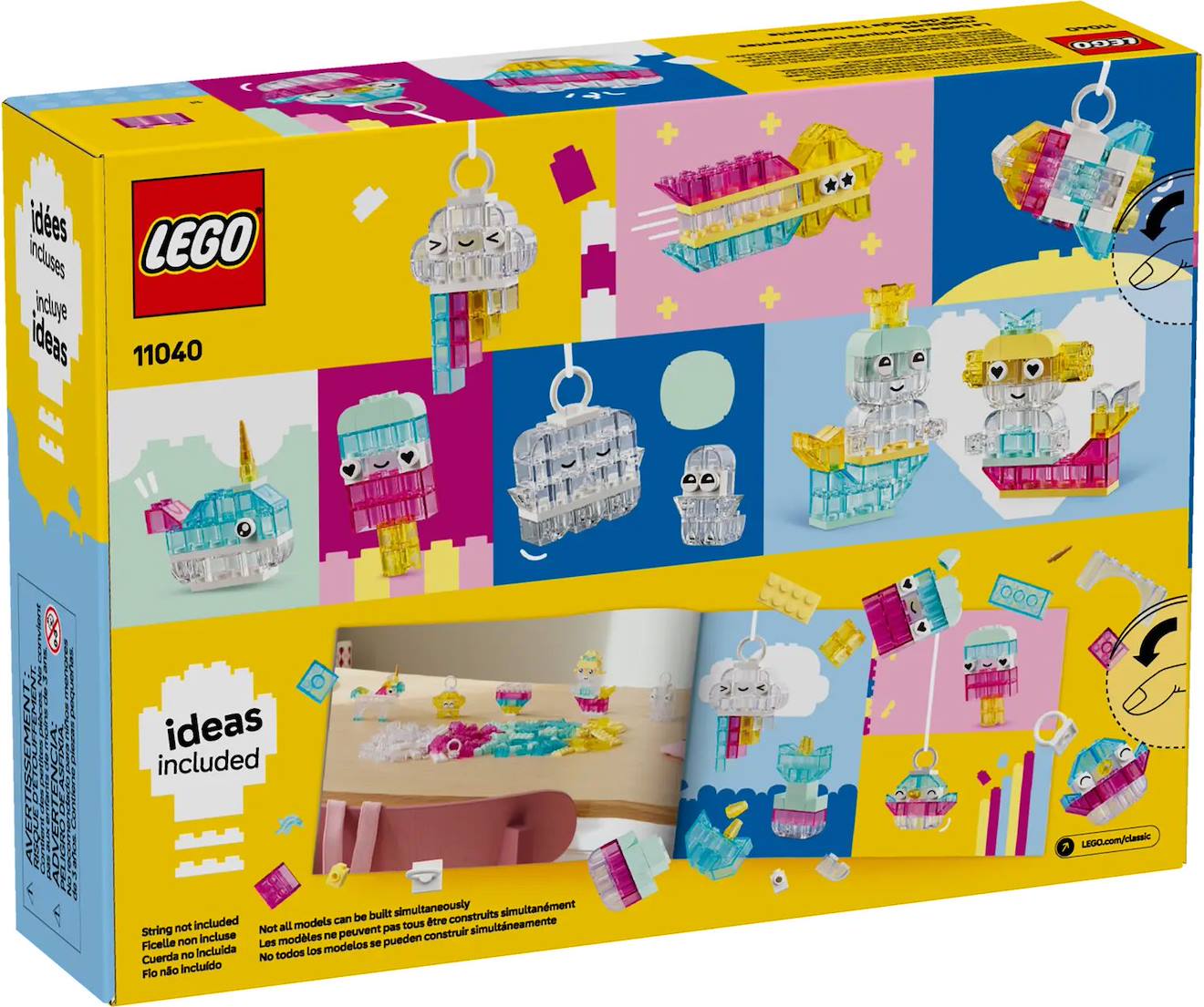 LEGO classic - la boîte de briques transparentes magiques - 11040 multicolore