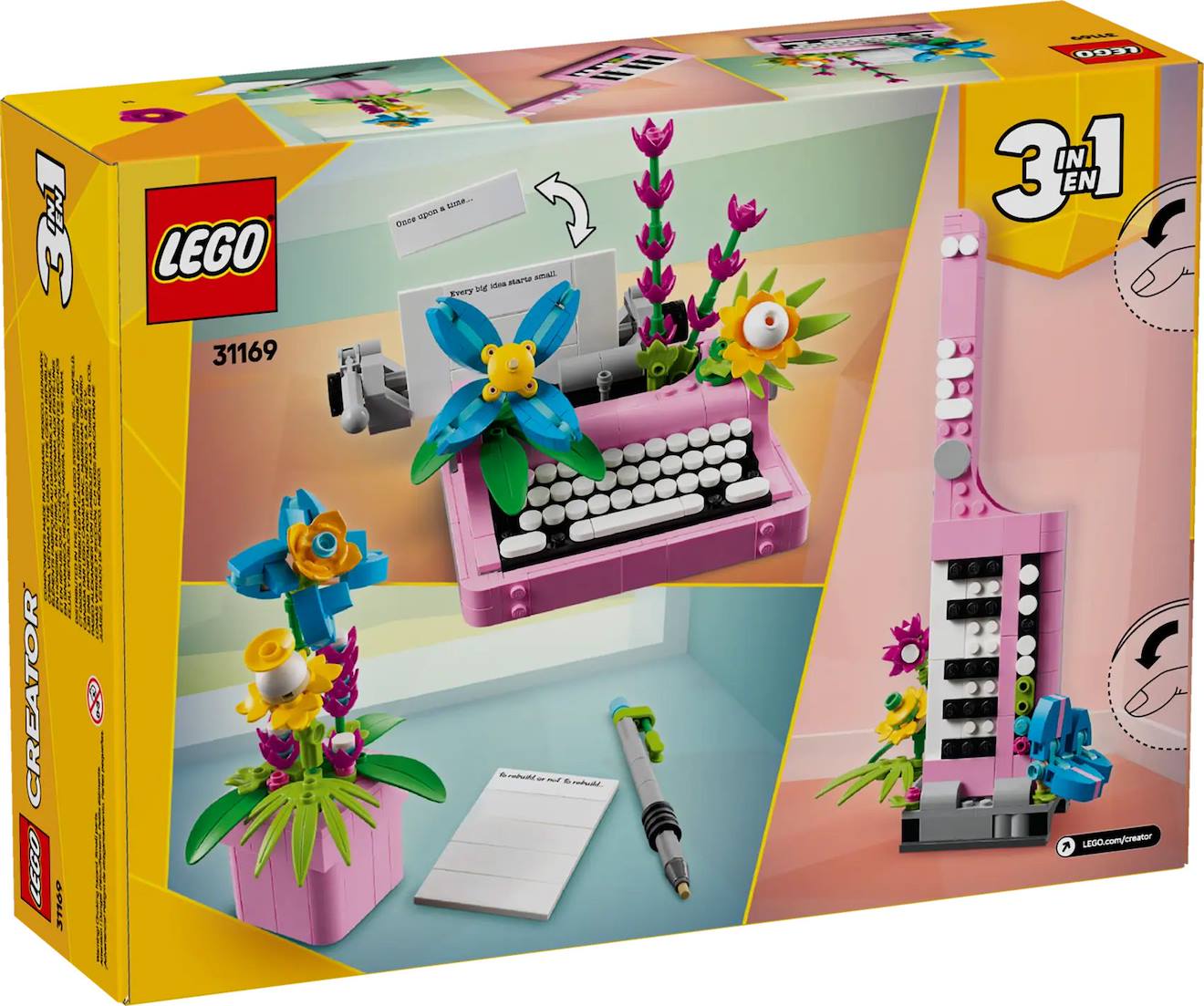 LEGO creator - la machine à écrire avec des fleurs - 31169 multicolore