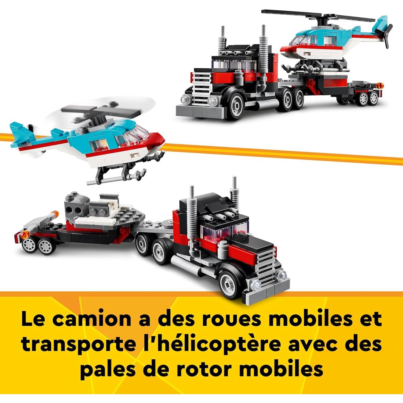 LEGO creator le camion remorque avec hélicoptère 31146 multicolore