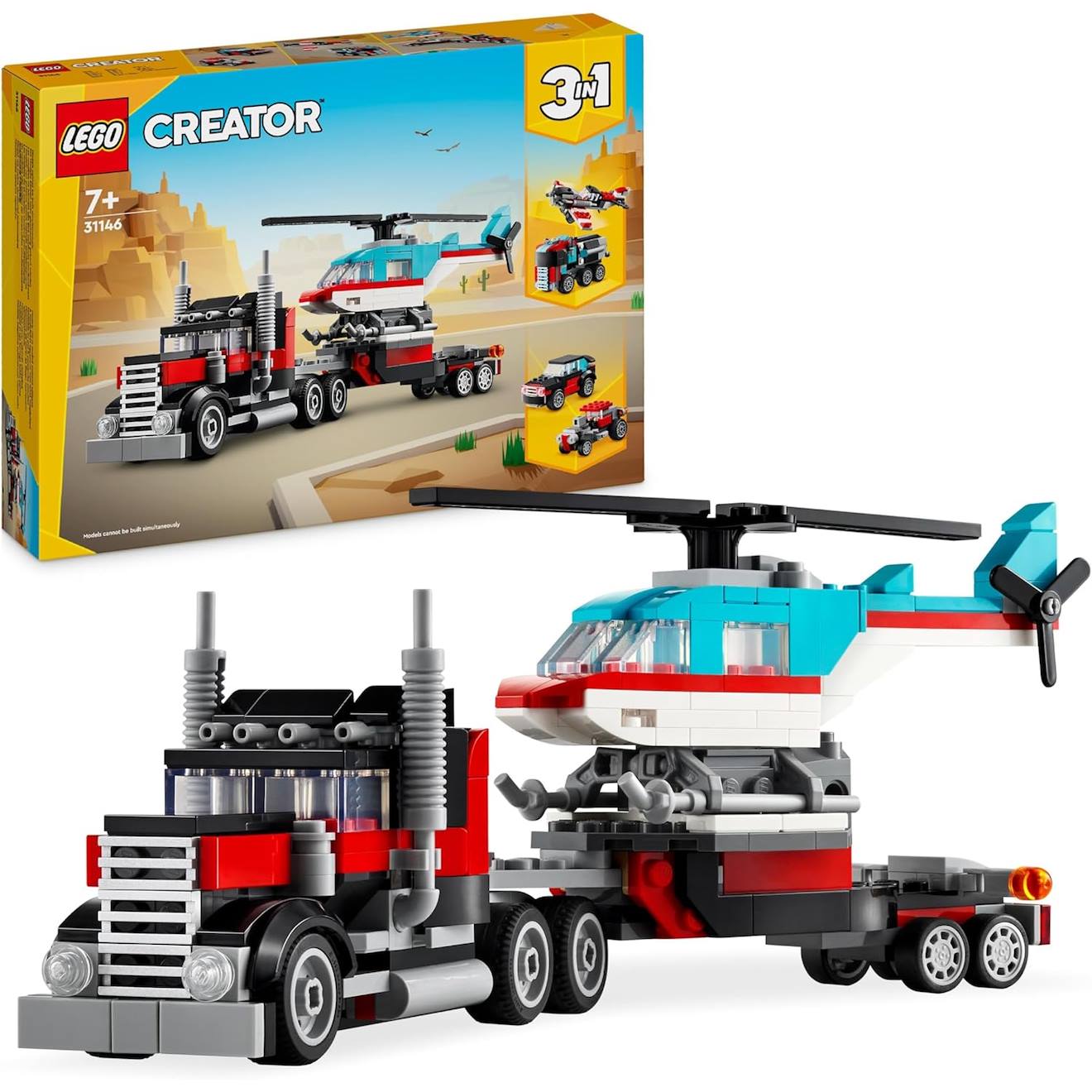 LEGO creator le camion remorque avec hélicoptère 31146 multicolore