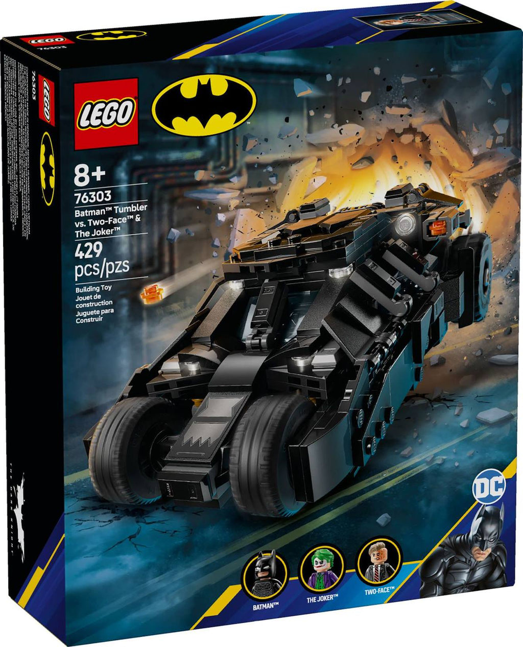 LEGO dc comics - la batmobile tumbler de Batman contre double-face et le joker - 76303 multicolore