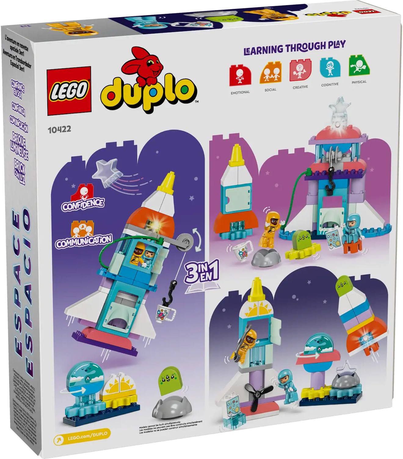 LEGO Duplo - l'aventure en navette spatiale 3-en-1 - 10422 multicolore