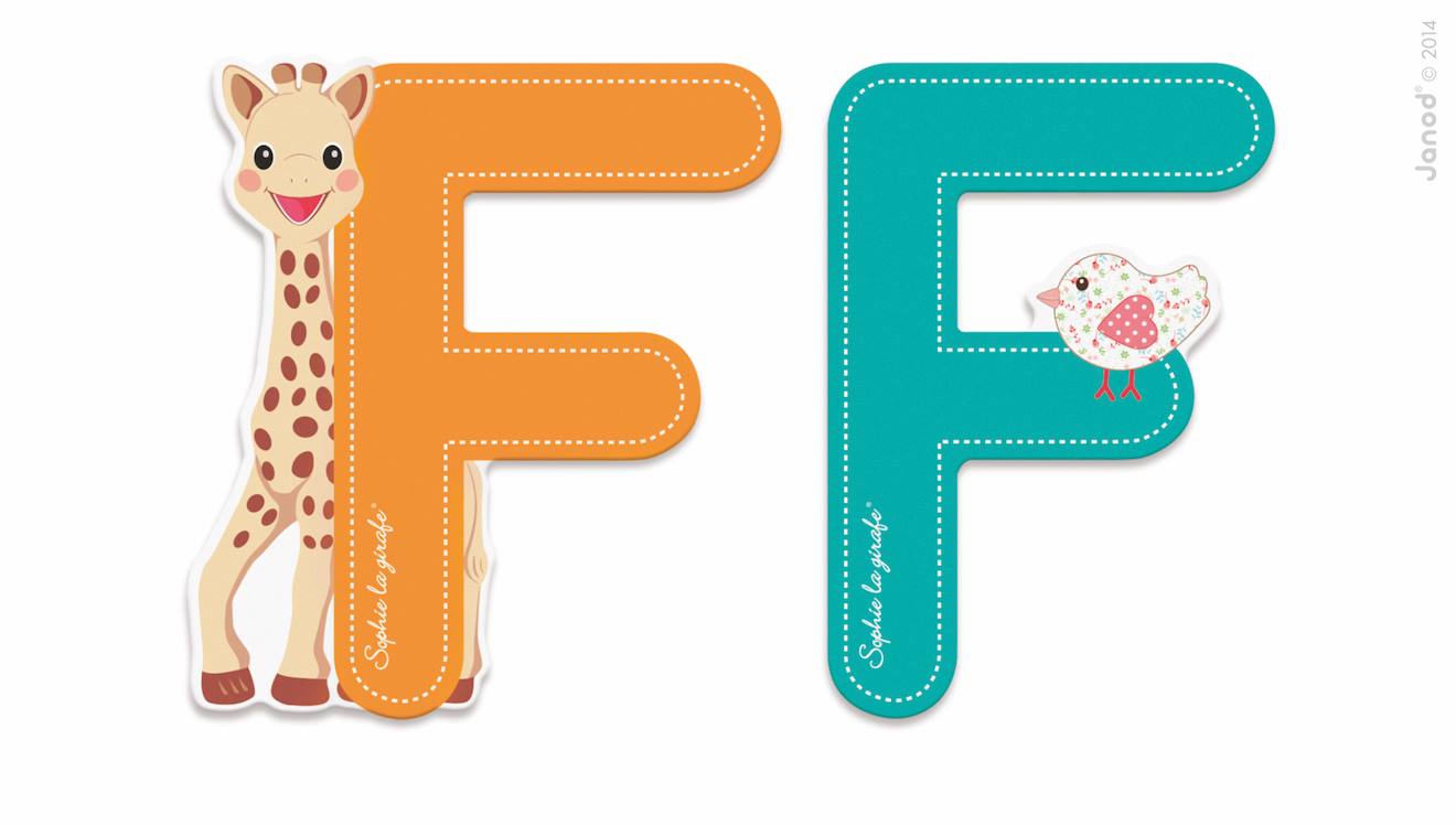 Lettre f sophie la girafe orange