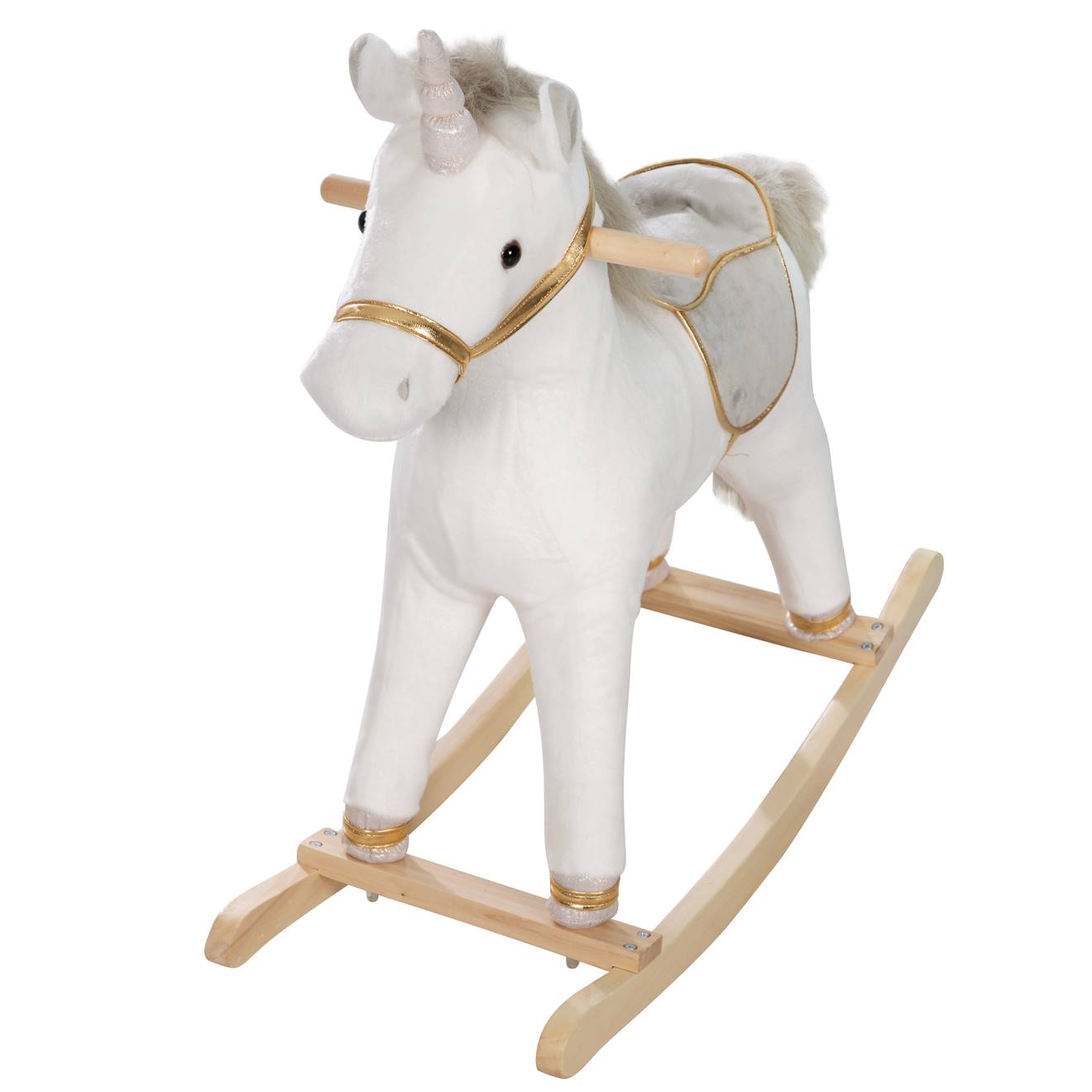 Licorne à bascule avec selle et bride blanc / argenté