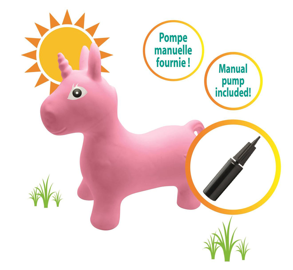 Licorne sauteuse gonflable avec housse en peluche blanc