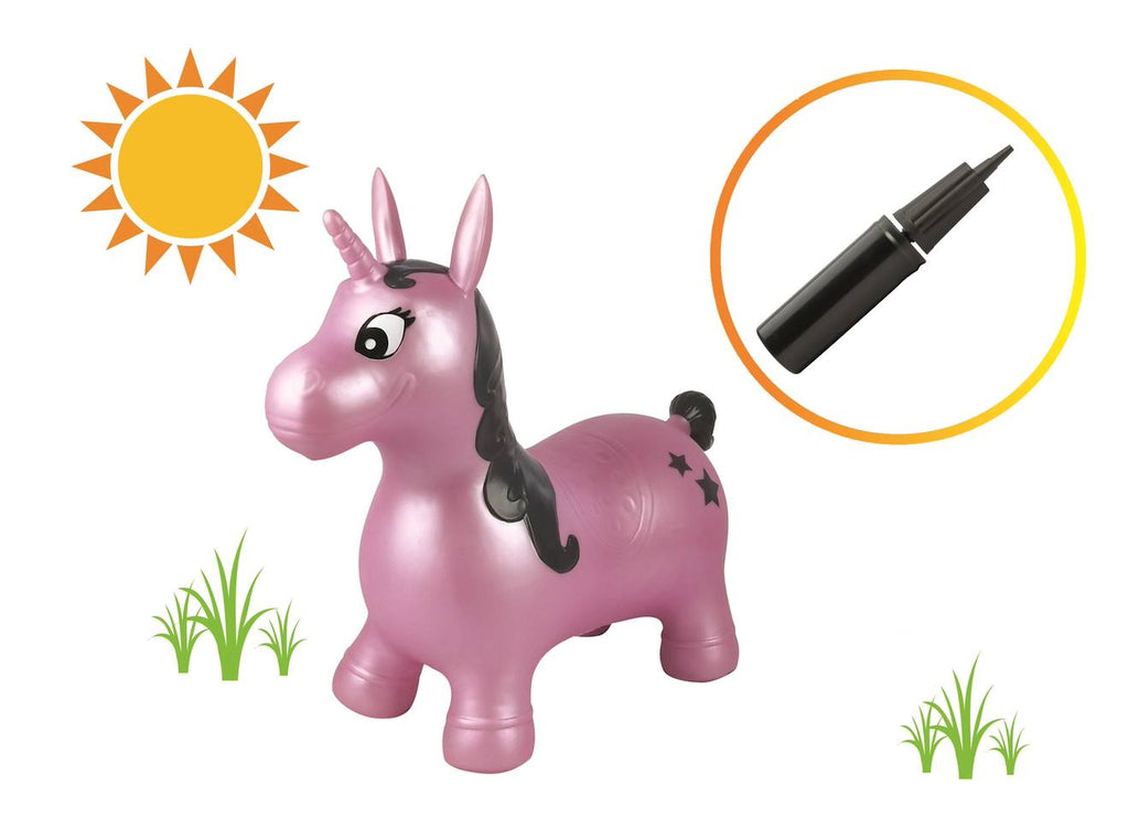 Licorne sauteuse gonflable rose violet