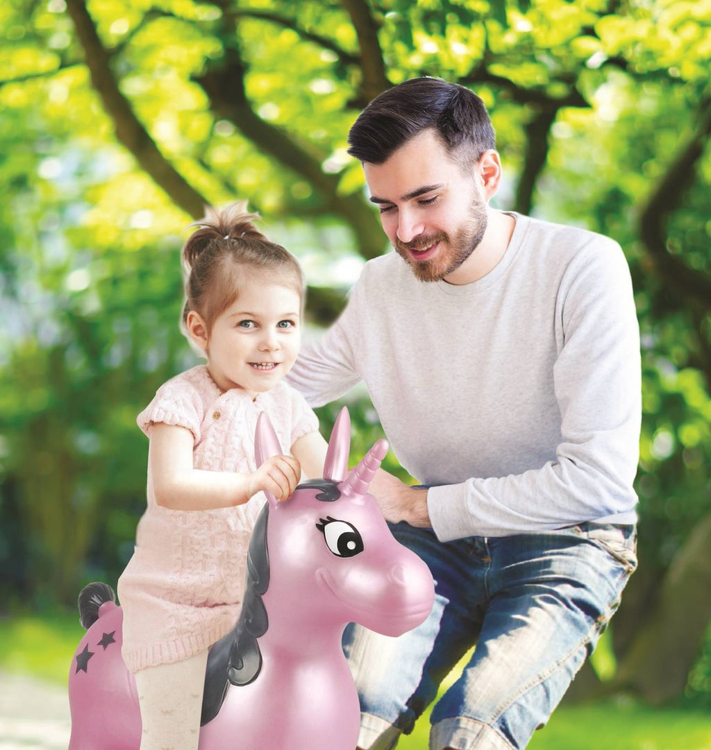 Licorne sauteuse gonflable rose violet