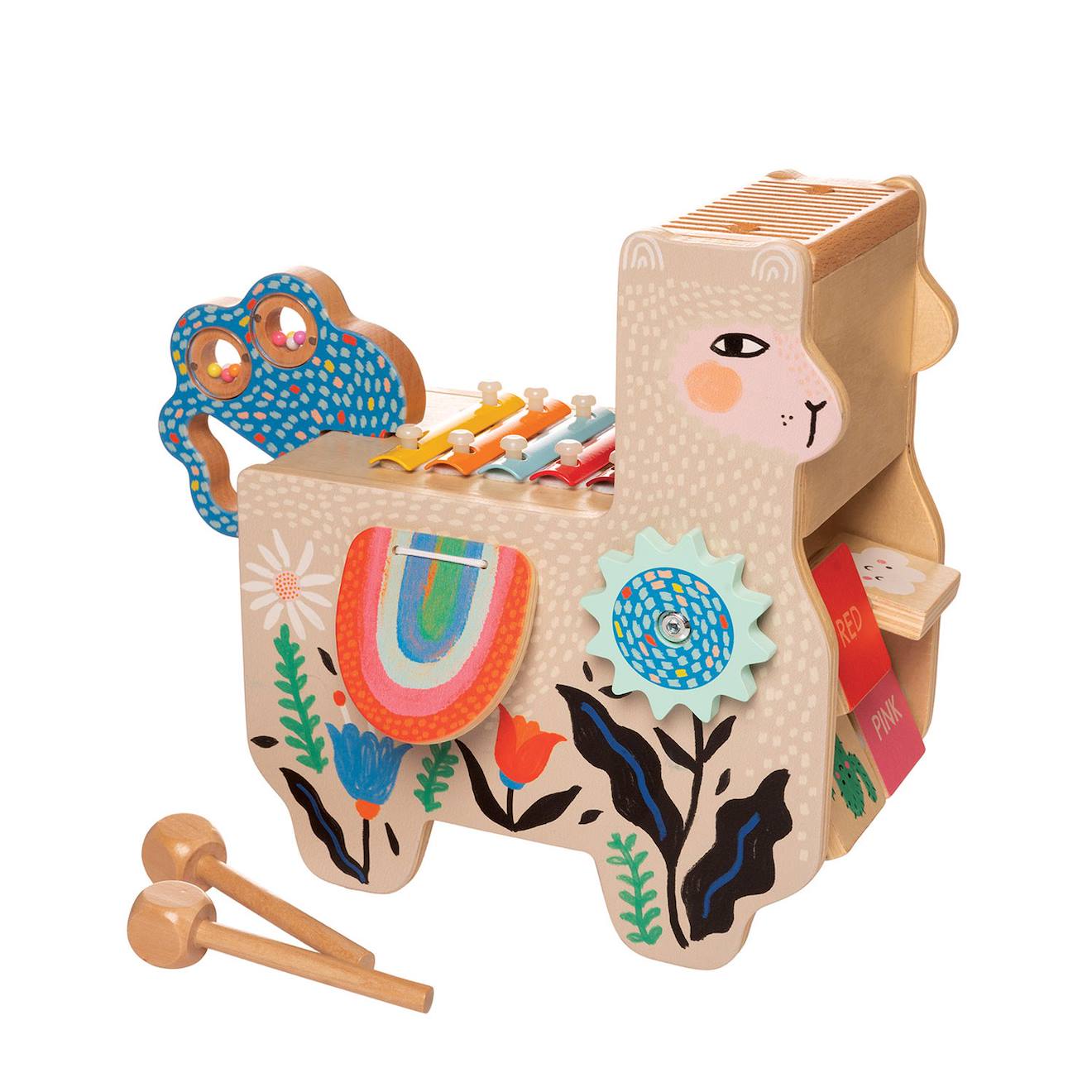 Lili lama musical en bois beige