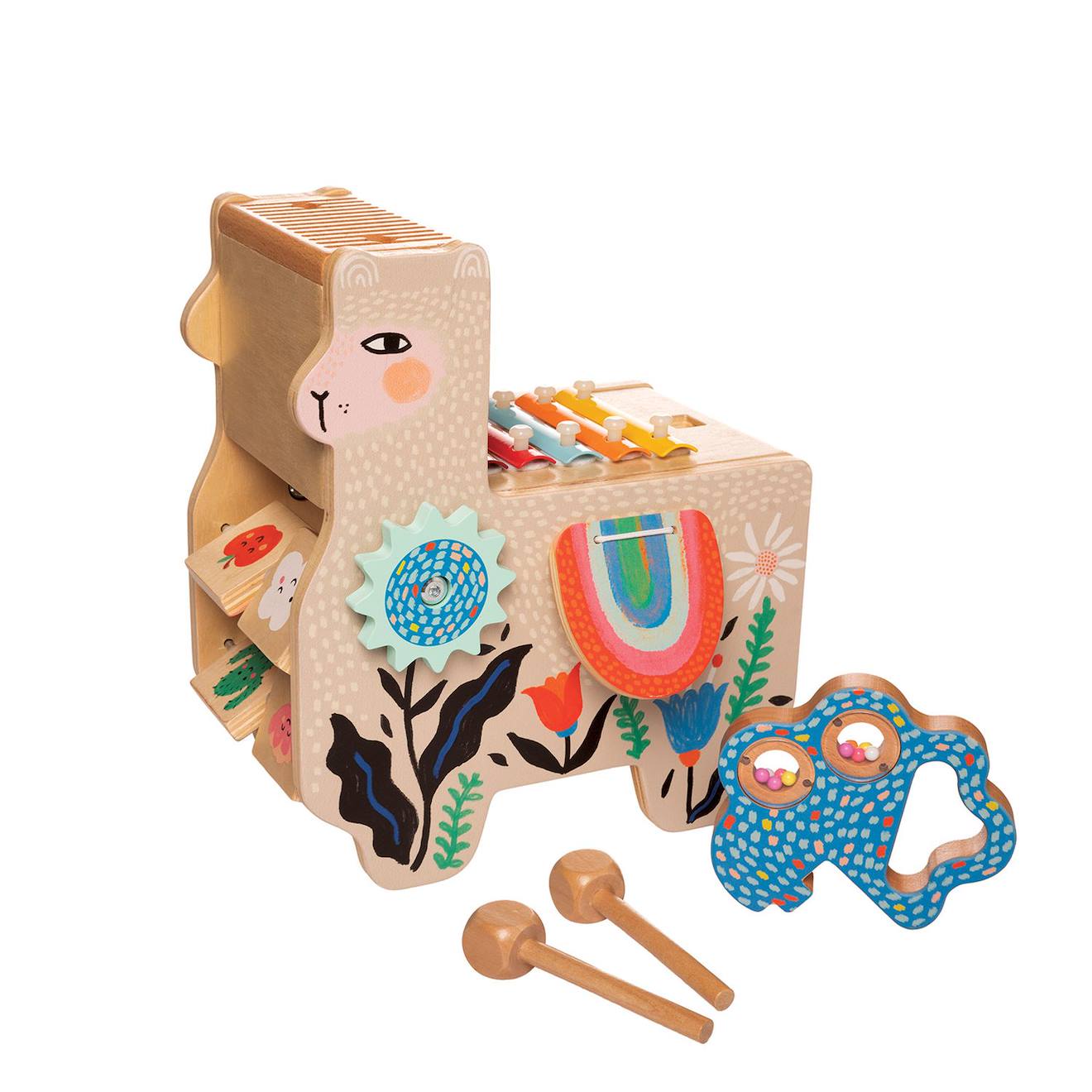 Lili lama musical en bois beige