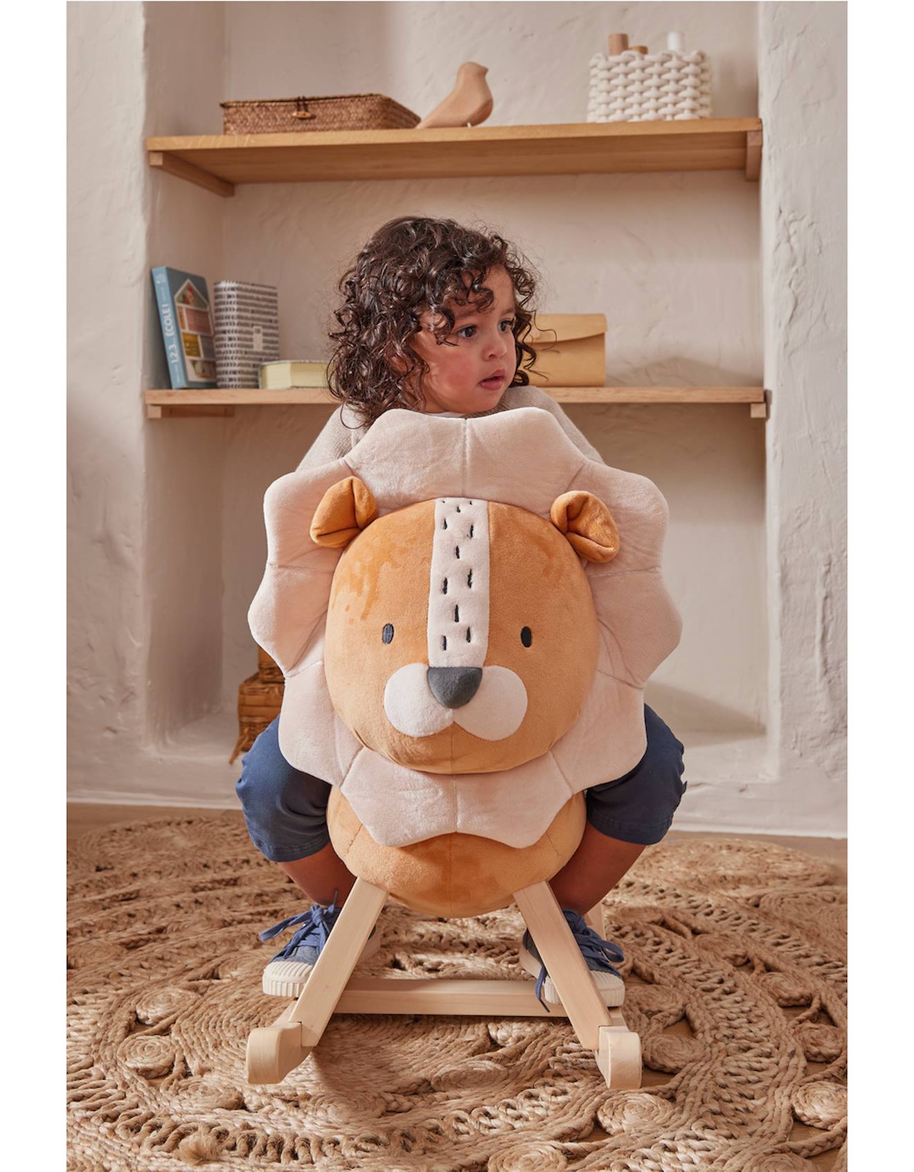 Lion à bascule pour bébé - babou marron